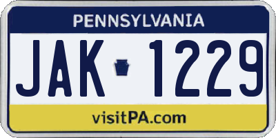 PA license plate JAK1229