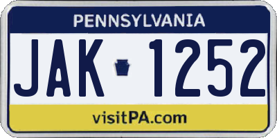 PA license plate JAK1252