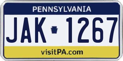 PA license plate JAK1267