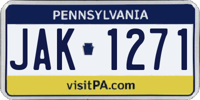 PA license plate JAK1271