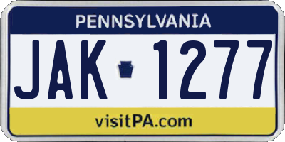 PA license plate JAK1277