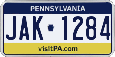 PA license plate JAK1284