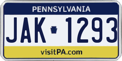 PA license plate JAK1293