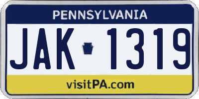 PA license plate JAK1319