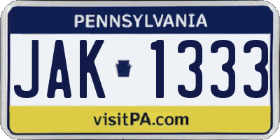 PA license plate JAK1333