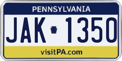 PA license plate JAK1350