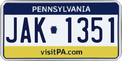 PA license plate JAK1351