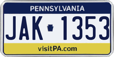 PA license plate JAK1353
