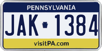 PA license plate JAK1384