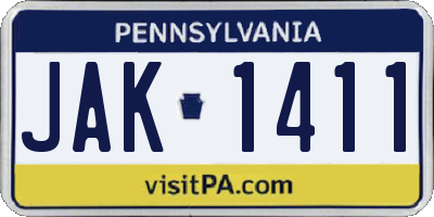 PA license plate JAK1411