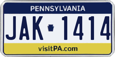PA license plate JAK1414