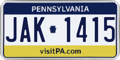 PA license plate JAK1415