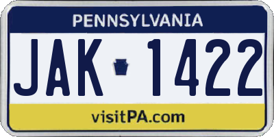 PA license plate JAK1422
