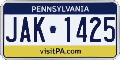PA license plate JAK1425