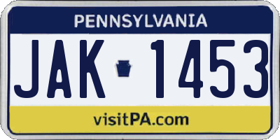 PA license plate JAK1453