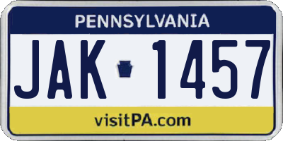 PA license plate JAK1457