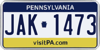 PA license plate JAK1473