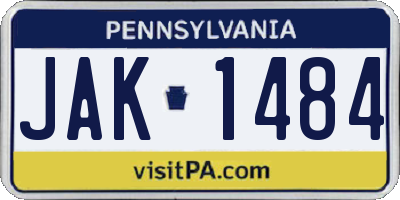 PA license plate JAK1484
