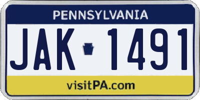 PA license plate JAK1491