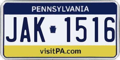 PA license plate JAK1516