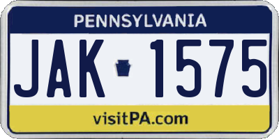 PA license plate JAK1575