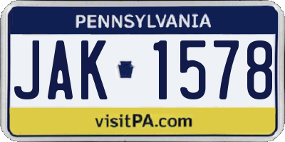PA license plate JAK1578
