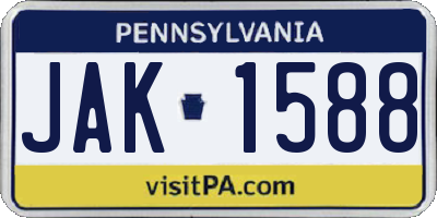 PA license plate JAK1588