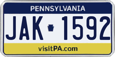 PA license plate JAK1592