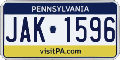 PA license plate JAK1596
