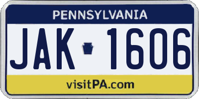 PA license plate JAK1606