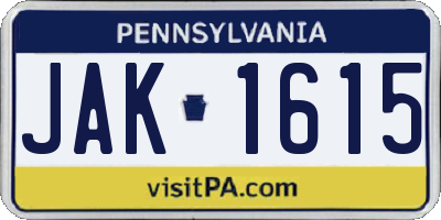 PA license plate JAK1615