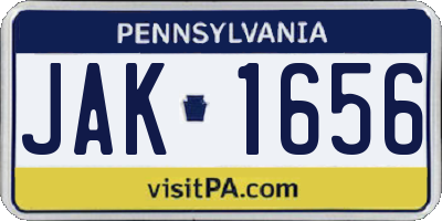 PA license plate JAK1656