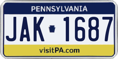 PA license plate JAK1687