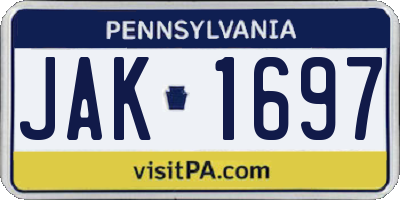 PA license plate JAK1697