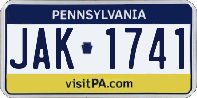 PA license plate JAK1741