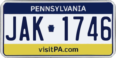 PA license plate JAK1746