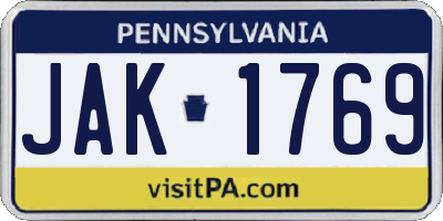 PA license plate JAK1769