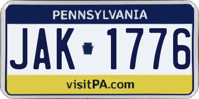 PA license plate JAK1776