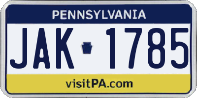 PA license plate JAK1785