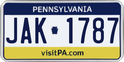 PA license plate JAK1787