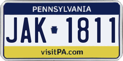 PA license plate JAK1811