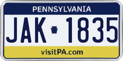 PA license plate JAK1835