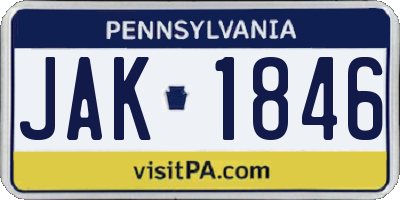 PA license plate JAK1846