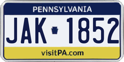 PA license plate JAK1852