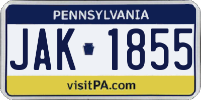 PA license plate JAK1855