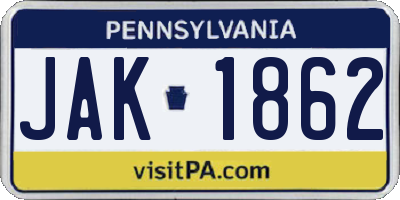 PA license plate JAK1862