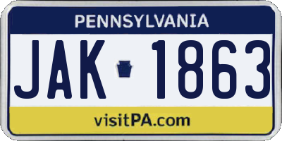 PA license plate JAK1863