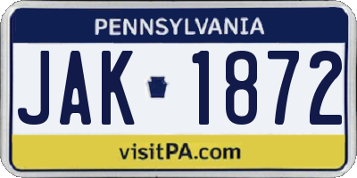 PA license plate JAK1872