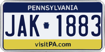 PA license plate JAK1883