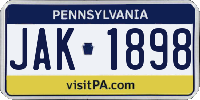 PA license plate JAK1898